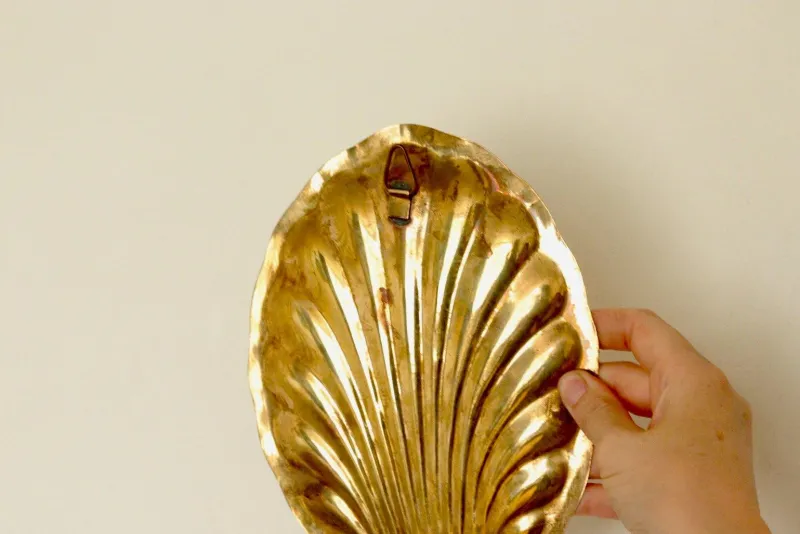 Pamono Vintage Brass Shell Scallop Sconces, Set of 2