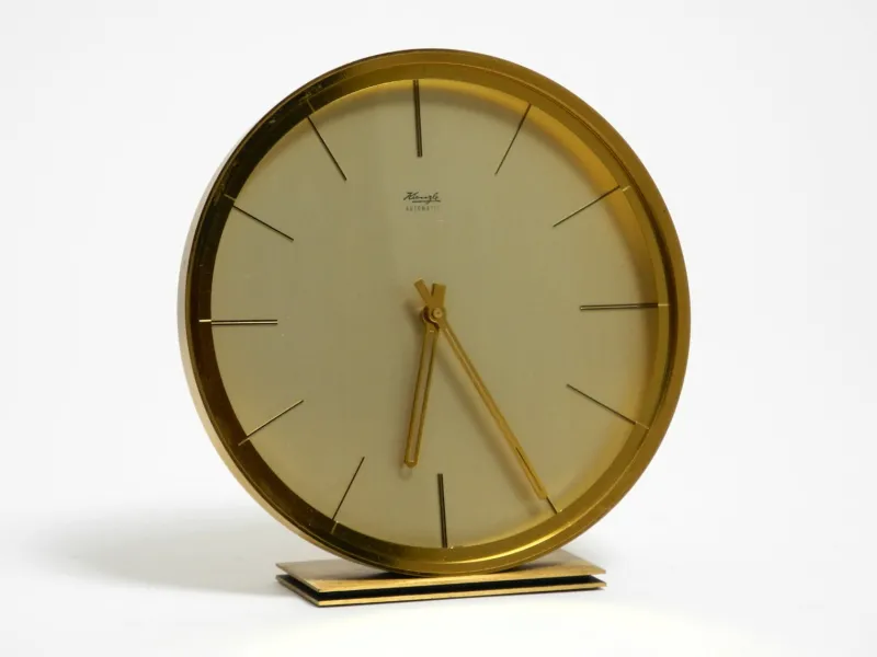 Hot Pamono Vintage Brass Table Clock by Kienzle, 1960s