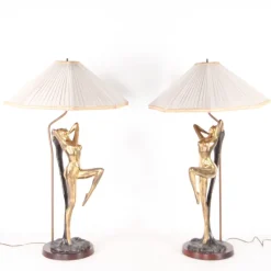 Pamono Vintage Brass Table Lamps, 1970s, Set of 2><noscript><img width=