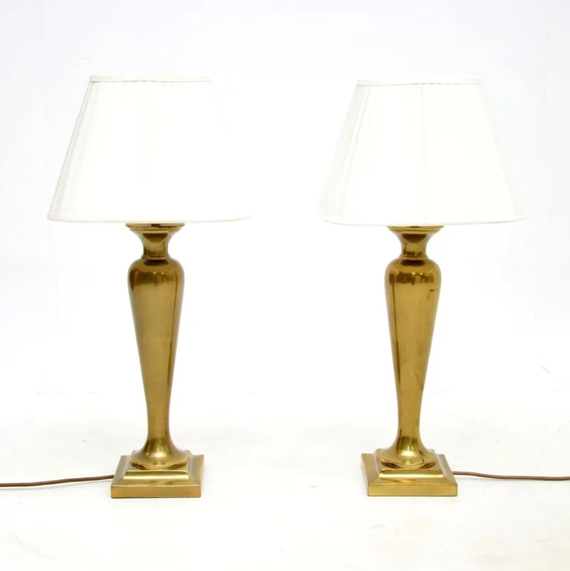 Discount Pamono Vintage Brass Table Lamps, 1970s, Set of 2