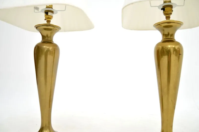 Discount Pamono Vintage Brass Table Lamps, 1970s, Set of 2