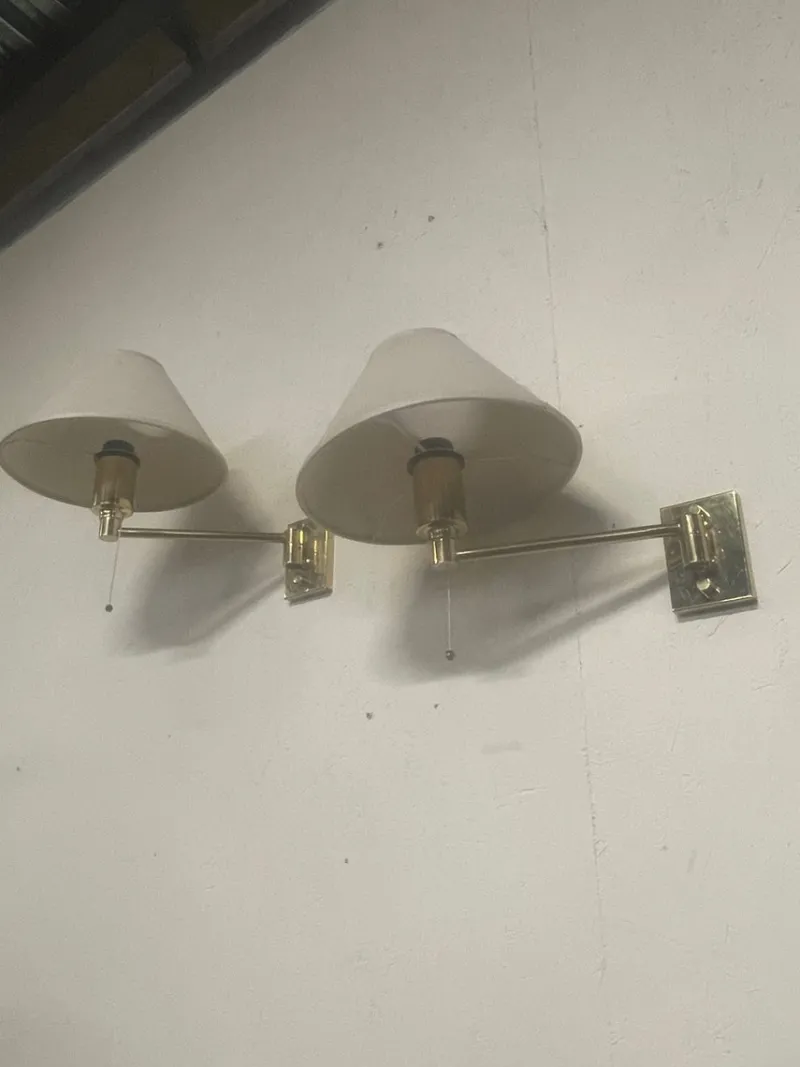 Pamono Vintage Brass Wall Lamps, 1970s, Set of 2> Wall Lights & Sconces