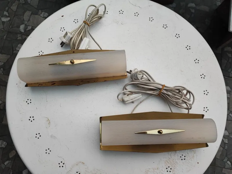 Pamono Vintage Brass Wall Lamps, 1970s, Set of 2> Wall Lights & Sconces
