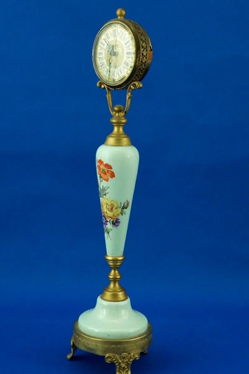 Pamono Vintage Bronze and Porcelain Clock by ACF Sevrès, 1940s> Clocks