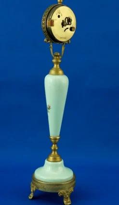 Pamono Vintage Bronze and Porcelain Clock by ACF Sevrès, 1940s><noscript><img width=
