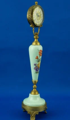 Pamono Vintage Bronze and Porcelain Clock by ACF Sevrès, 1940s><noscript><img width=