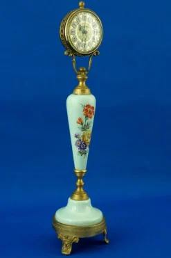 Pamono Vintage Bronze and Porcelain Clock by ACF Sevrès, 1940s><noscript><img width=