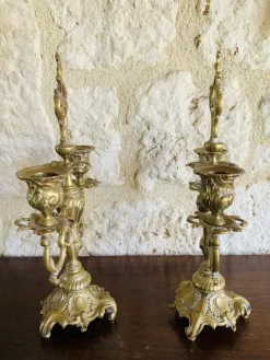 Pamono Vintage Bronze Candelabras, Set of 2><noscript><img width=