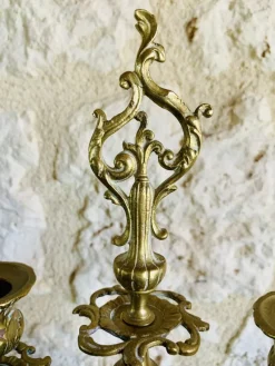 Pamono Vintage Bronze Candelabras, Set of 2><noscript><img width=
