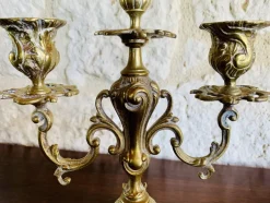 Pamono Vintage Bronze Candelabras, Set of 2><noscript><img width=