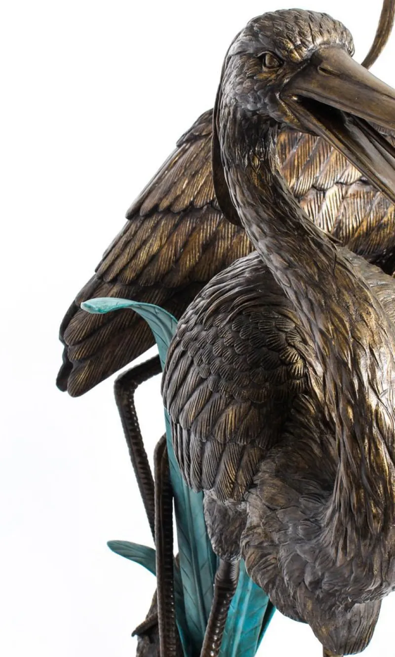 Pamono Vintage Bronze Heron Sculptural Pond Fountain, 1980s> Garden Accessories