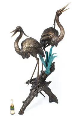 Pamono Vintage Bronze Heron Sculptural Pond Fountain, 1980s><noscript><img width=
