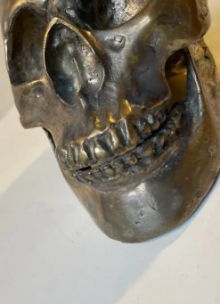 Pamono Vintage Bronze Sculpture Cast of a Human Skull, 1950s><noscript><img width=