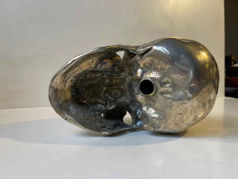 Pamono Vintage Bronze Sculpture Cast of a Human Skull, 1950s> Mid-Century