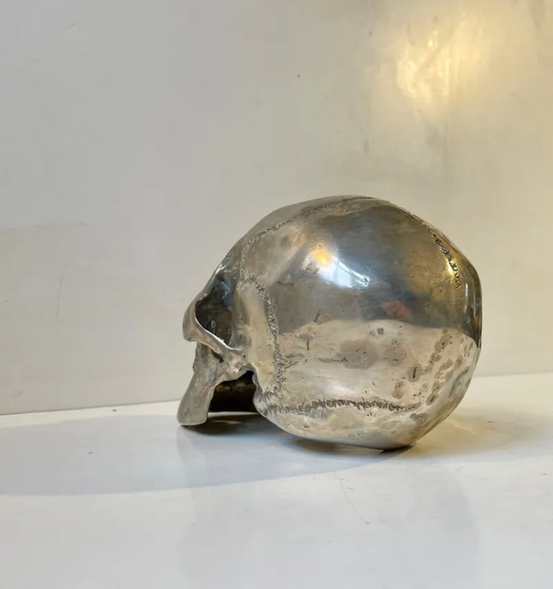 Pamono Vintage Bronze Sculpture Cast of a Human Skull, 1950s> Mid-Century