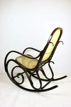 Pamono Vintage Brown Rocking Chair attributed to Michael Thonet><noscript><img width=