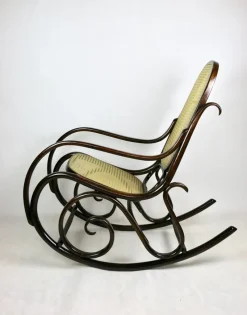 Pamono Vintage Brown Rocking Chair attributed to Michael Thonet><noscript><img width=