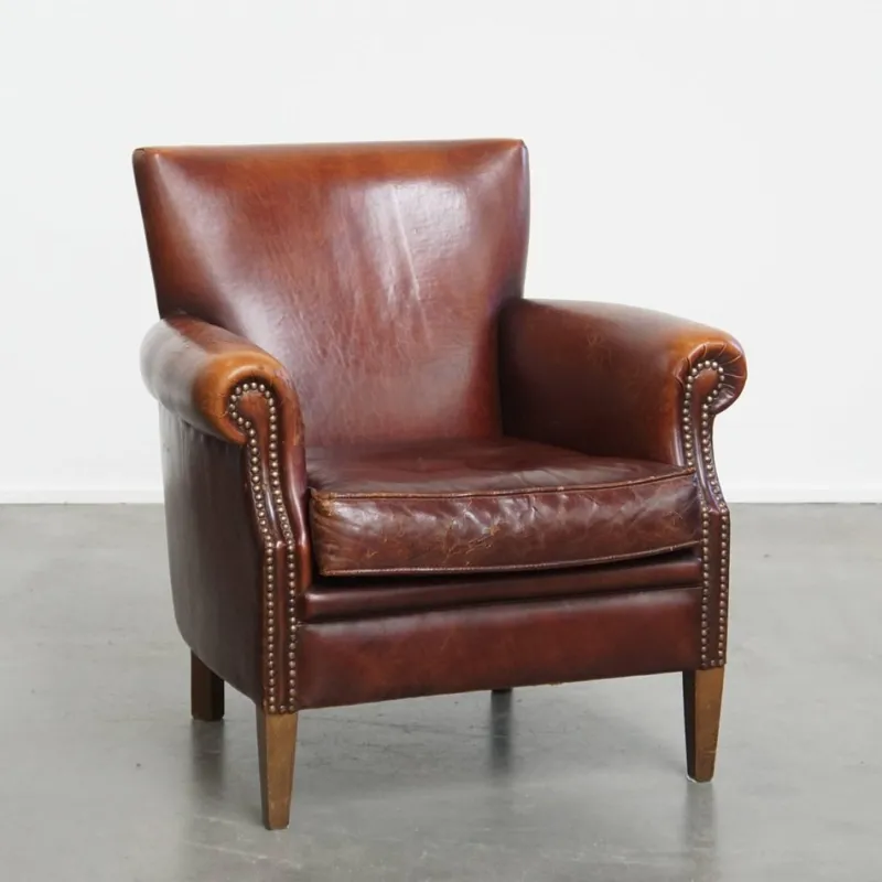 New Pamono Vintage Brown Sheepskin Armchair