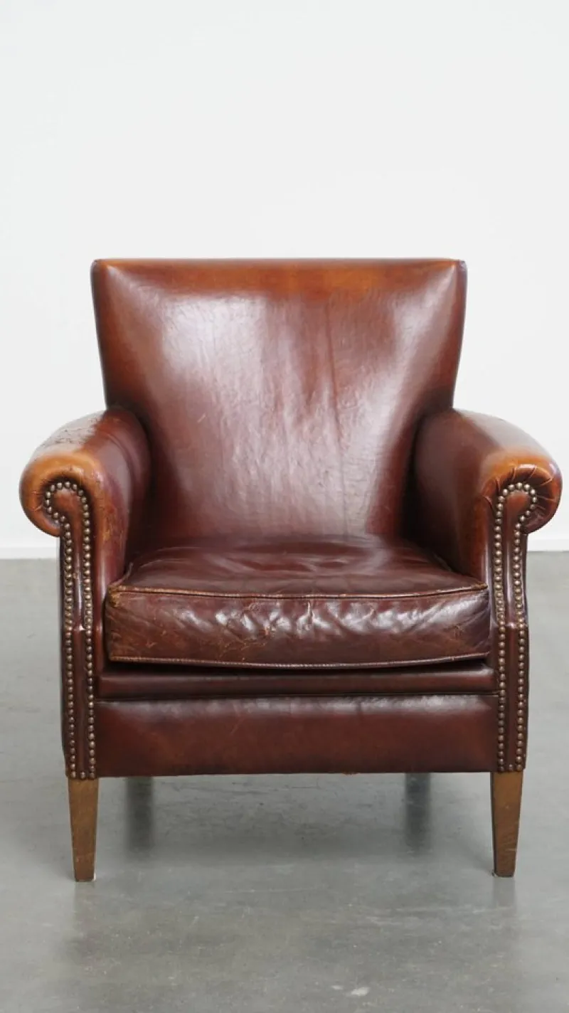 New Pamono Vintage Brown Sheepskin Armchair