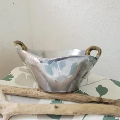 Pamono Vintage Brutalist Aluminium and Brass Bowl by David Marshall, 1980s><noscript><img width=
