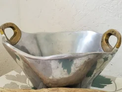 Pamono Vintage Brutalist Aluminium and Brass Bowl by David Marshall, 1980s><noscript><img width=