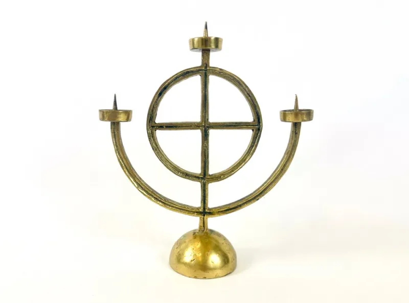 Pamono Vintage Brutalist German Brass Candleholder, 1970s> Candleholders