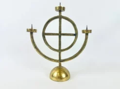 Pamono Vintage Brutalist German Brass Candleholder, 1970s><noscript><img width=