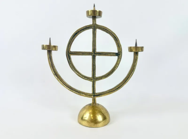 Pamono Vintage Brutalist German Brass Candleholder, 1970s> Candleholders