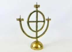 Pamono Vintage Brutalist German Brass Candleholder, 1970s><noscript><img width=