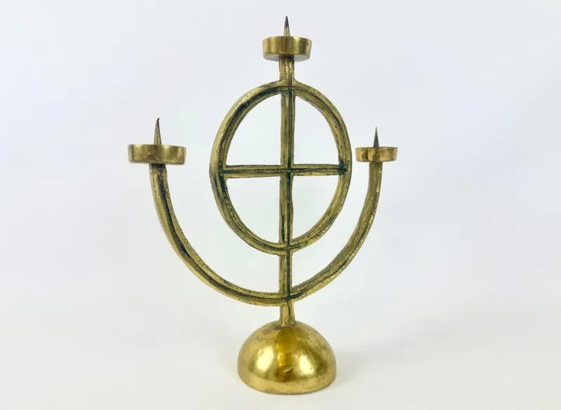 Pamono Vintage Brutalist German Brass Candleholder, 1970s> Candleholders