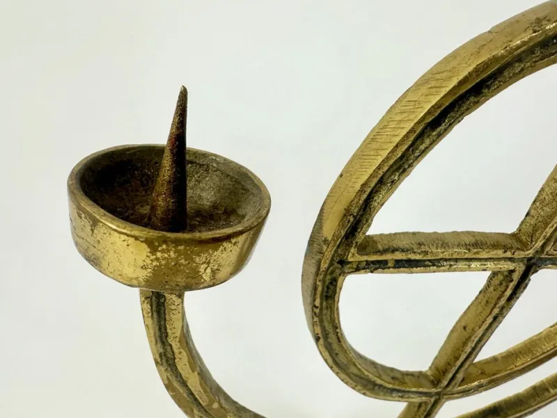 Pamono Vintage Brutalist German Brass Candleholder, 1970s> Candleholders