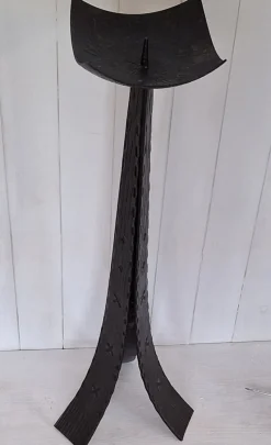Pamono Vintage Brutalist German Candlestick in Black Wrought Iron, 1970s><noscript><img width=