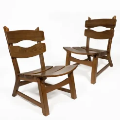 Clearance Pamono Vintage Brutalist Oak Fireplace Lounge Chairs & Side Table by Dittmann for Awa, 1960s, Set of 3