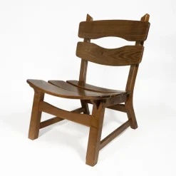 Clearance Pamono Vintage Brutalist Oak Fireplace Lounge Chairs & Side Table by Dittmann for Awa, 1960s, Set of 3