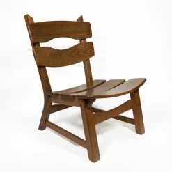 Clearance Pamono Vintage Brutalist Oak Fireplace Lounge Chairs & Side Table by Dittmann for Awa, 1960s, Set of 3