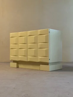 Pamono Vintage Brutalist Sideboard Cabinet with Graphic Panelled Doors, 1970s><noscript><img width=
