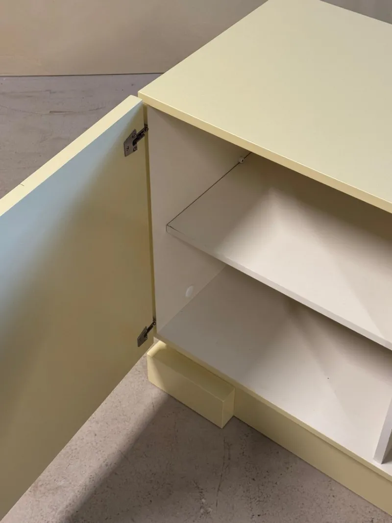 Pamono Vintage Brutalist Sideboard Cabinet with Graphic Panelled Doors, 1970s> Sideboards & Buffets