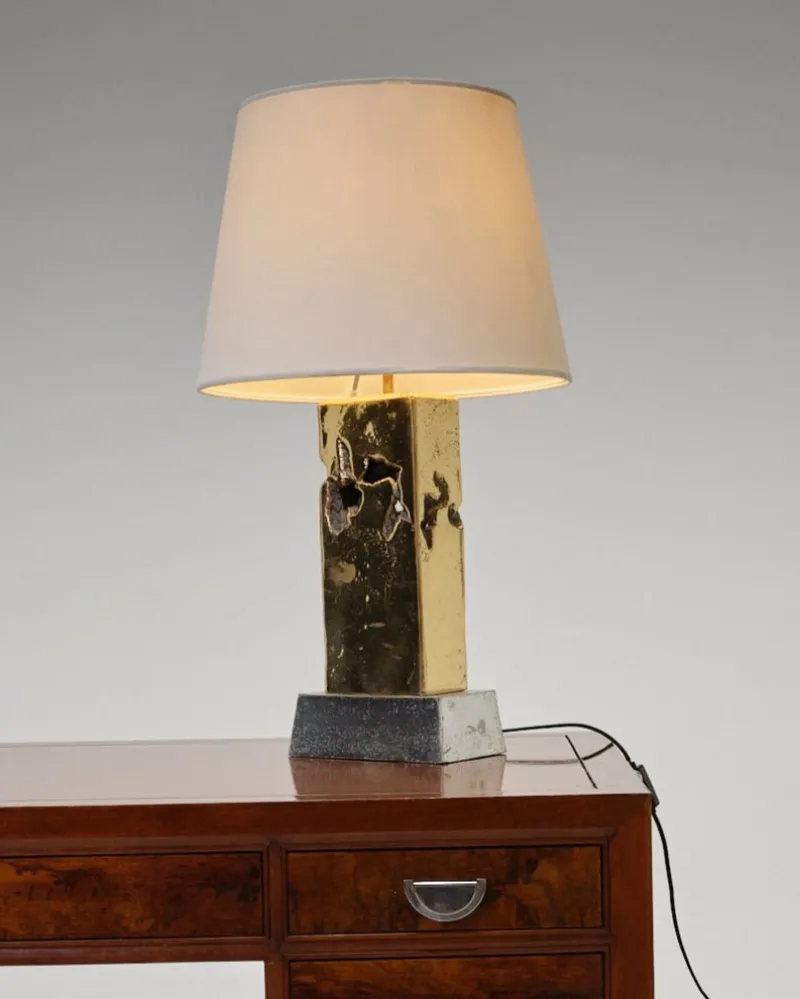 Pamono Vintage Brutalist Table Lamp in Bronze by David Marshall, 1980s> Table Lamps