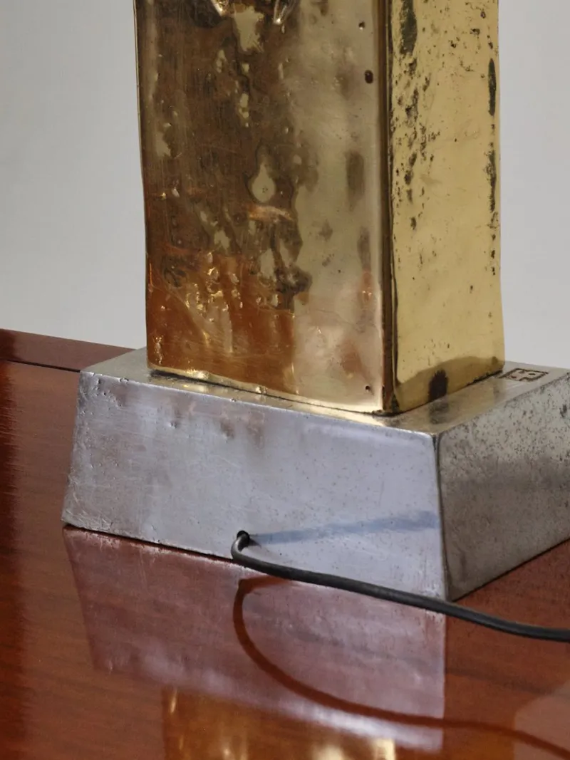 Pamono Vintage Brutalist Table Lamp in Bronze by David Marshall, 1980s> Table Lamps
