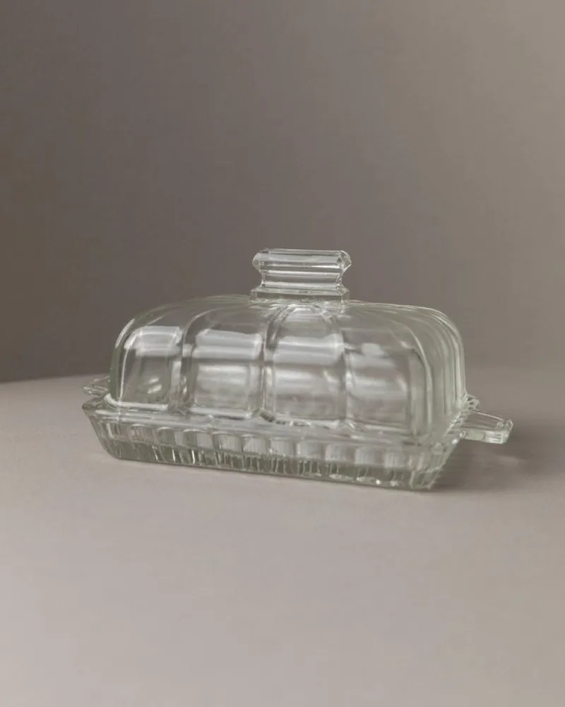 Pamono Vintage Butter Dish in Glass, 1940s