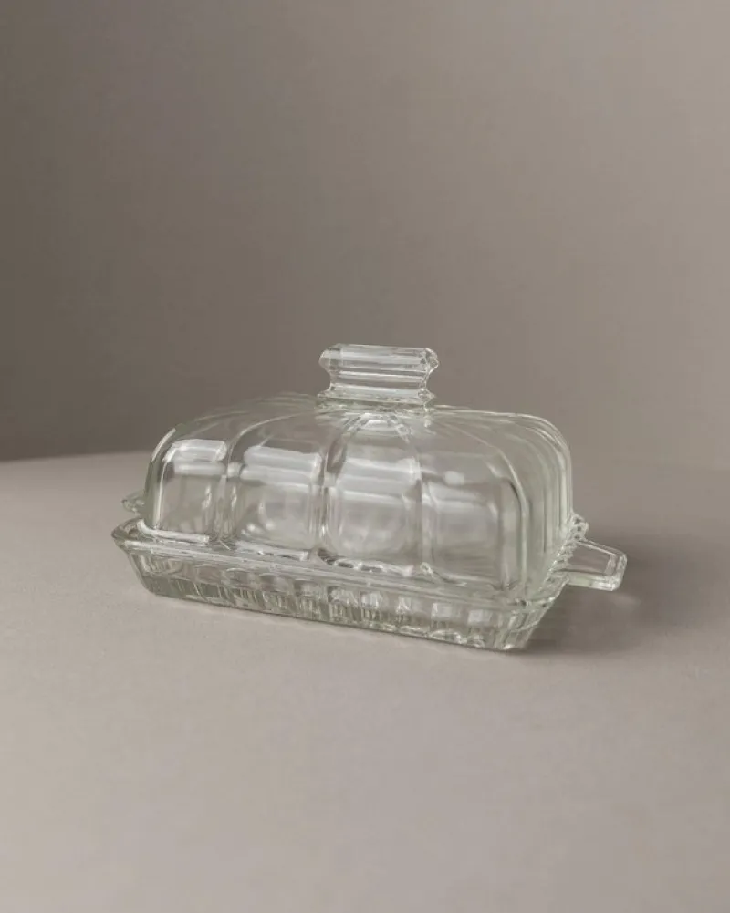 Pamono Vintage Butter Dish in Glass, 1940s