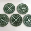 Pamono Vintage Cabbage Leaf Dinner Plates in Portugal Slipware, 1960s, Set of 5> Dinner Plates & Bowls