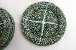 Pamono Vintage Cabbage Leaf Dinner Plates in Portugal Slipware, 1960s, Set of 5><noscript><img width=