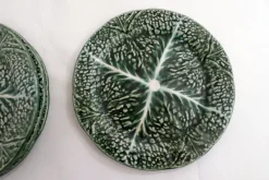 Pamono Vintage Cabbage Leaf Dinner Plates in Portugal Slipware, 1960s, Set of 5><noscript><img width=