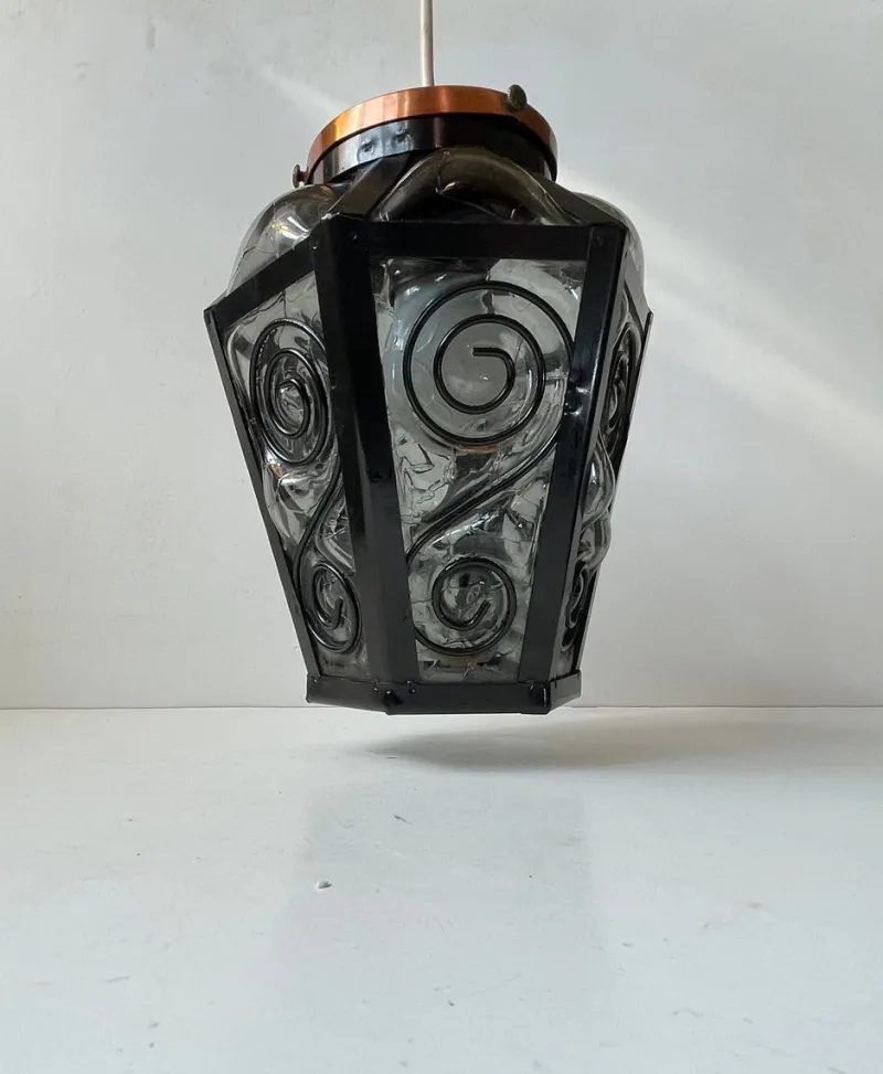Hot Pamono Vintage Cage Blown Pendant Lamp in Grey Murano Glass, 1970s