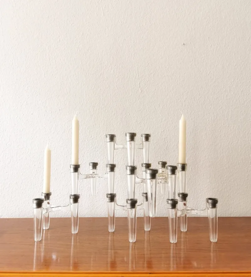 Pamono Vintage Candlesticks Hommage to Ceasar Stoffi & Fritz Nagel by by Koziol for Bmf, Set of 7> Candleholders