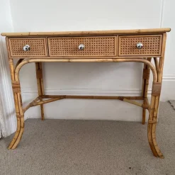 Online Pamono Vintage Cane and Bamboo Dressing Table with 3 Drawers