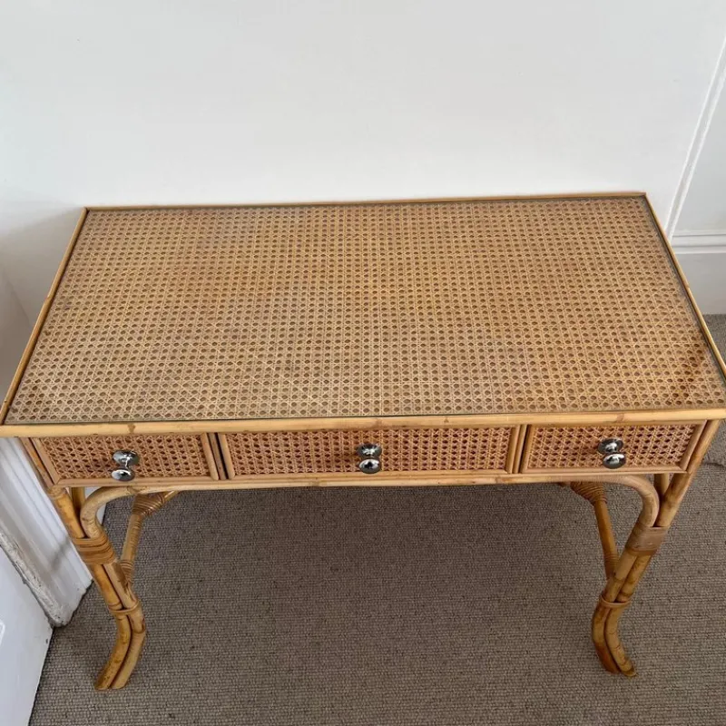 Online Pamono Vintage Cane and Bamboo Dressing Table with 3 Drawers