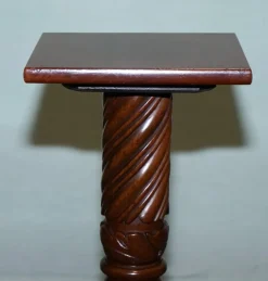 Pamono Vintage Carved Hardwood Barley Twist Pedestal Stand><noscript><img width=