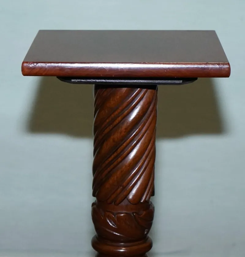 Pamono Vintage Carved Hardwood Barley Twist Pedestal Stand> Pedestals And Columns